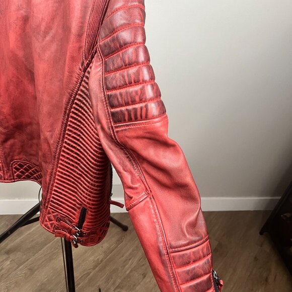 Boda Skins Burnt Red Men's Medium Kay Michaels leather jacket - Picture 5 of 7
